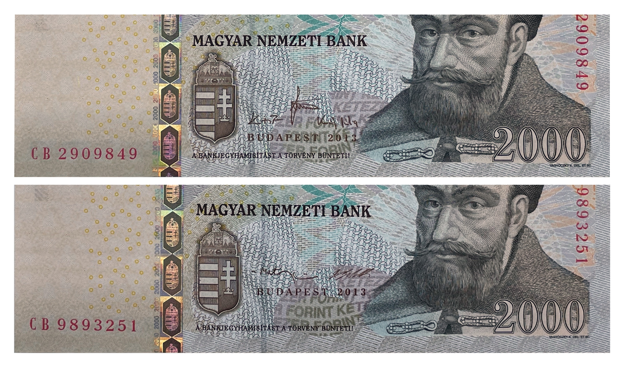 2.000 forint 2013 (aláírás változatok)
