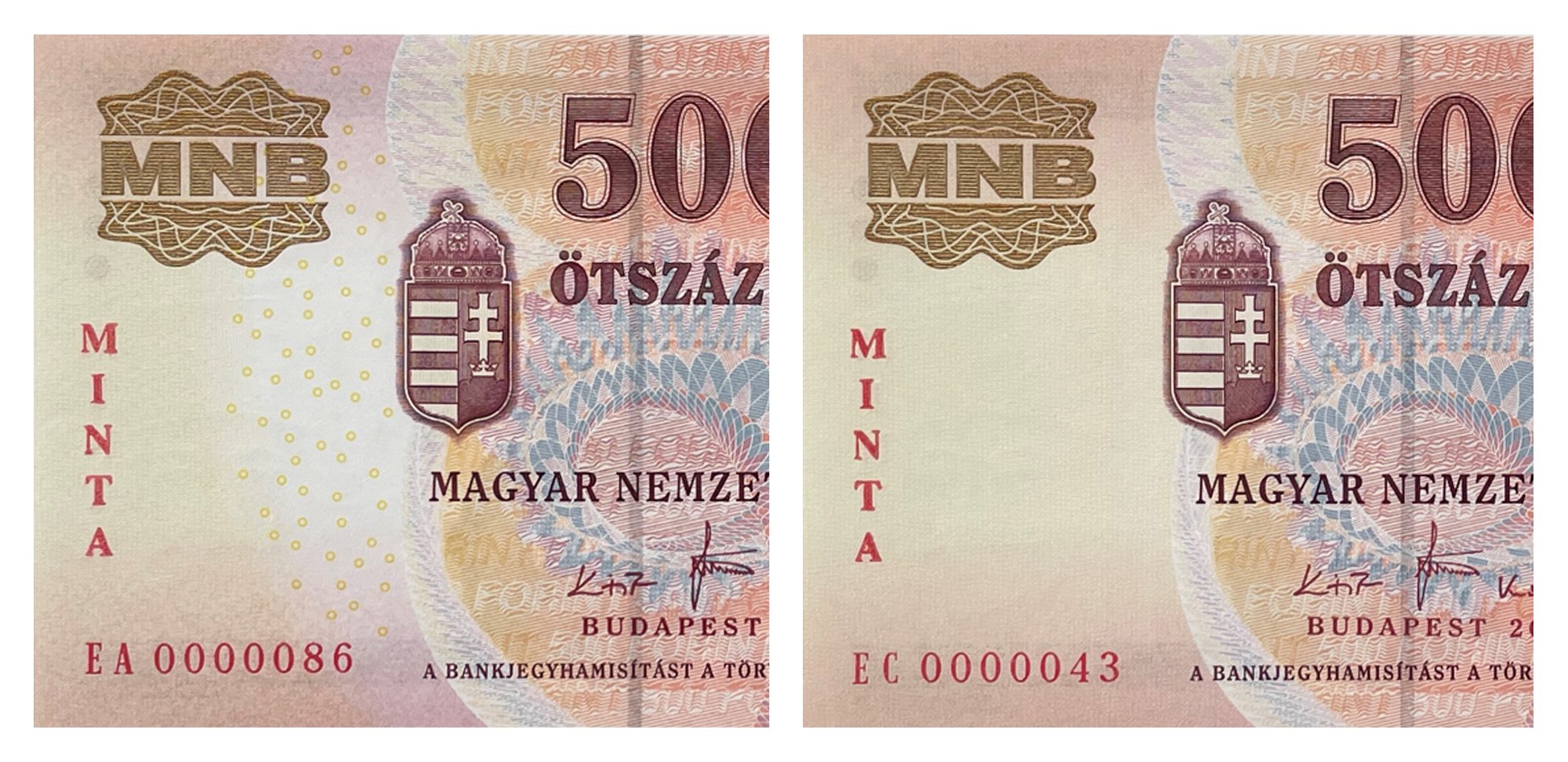 500 forint 2008 két változata